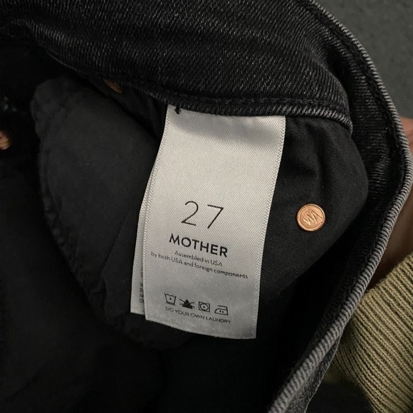 Mother Pixie Dazzler Ankle Fray size 27 Night Shadow Black Stretch Denim - Picture 3 of 10